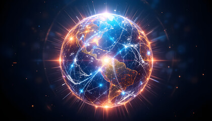 PNG Bright earth hologram icon illustration digital light.