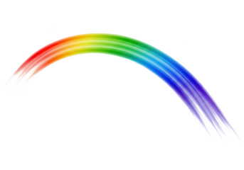 Abstract rainbow brush stroke arc isolated on transparent background, representing vibrant colors and a sense of creative energy