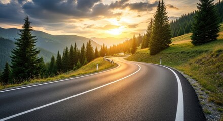 Fototapeta premium Asphalt road in summer day