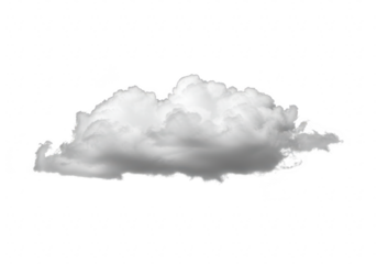 A single fluffy cumulus cloud isolated on a transparent background, representing weather and atmosphere
