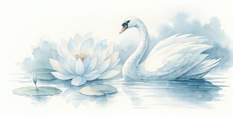 Elegant White Swans And Water