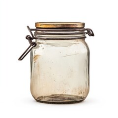 Empty vintage glass jar with metal lid