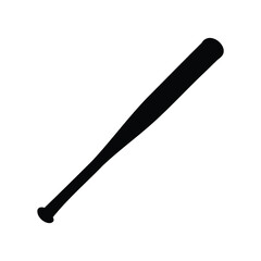Black silhouette illustration of a baseball bat, sport equipment on white background, baseball bat silhouette vector illustration