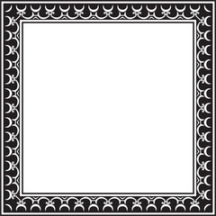 Vector black monochrome square classic renaissance ornament. Rectangle, european border, revival style frame
