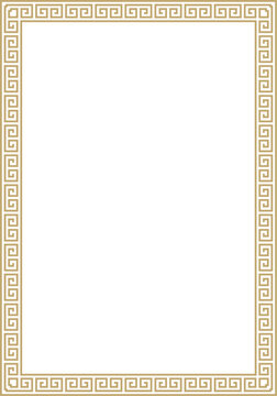 Vector golden classic Greek square ornament. Rectangle of Ancient Greece and Roman Empire. Byzantine painting of walls, floors and ceilings. Decoration of European palaces.
