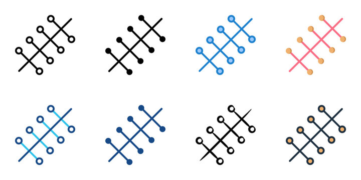 Sutures icon set multiple style collection 
