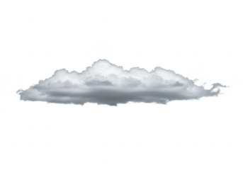 A single fluffy gray cloud isolated on a transparent background, representing weather and atmosphere