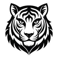 Fototapeta premium A clean, symmetrical, and isolated vector logo of a tiger's face on a solid background