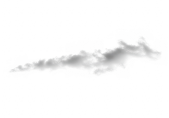 Wispy grey cloud or smoke trail, isolated on transparent background