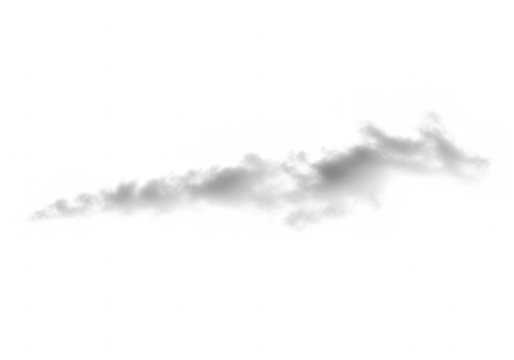 Wispy grey cloud or smoke trail, isolated on transparent background