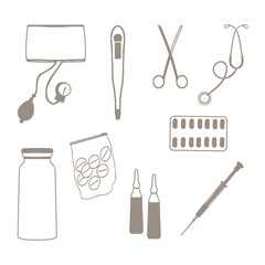 Vector set of medical equipment 