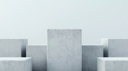 Fantistic Frontiers Concept. Abstract concrete blocks forming a minimalistic modern architectural background or display