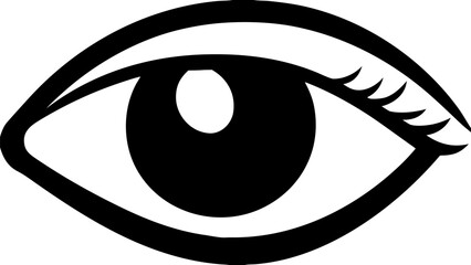 Illustration of a stylized eye with thick black lines and eyelashes on a white background view silhouette