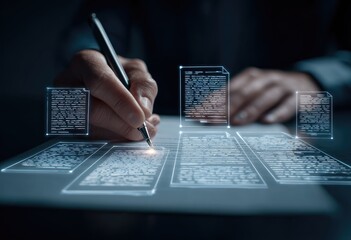 Close-up of person digitally signing documents