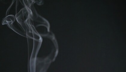 Fototapeta premium Close up of smoke rising against a black background with copy space, perfect for abstract design themes, atmospheric concepts, mystery visuals, dramatic texture projects, and creative art backgrounds.