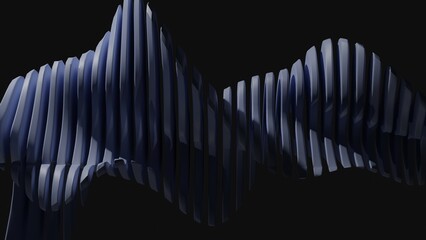 3d render abstract background with sliced figure that made of wavy formed shapes