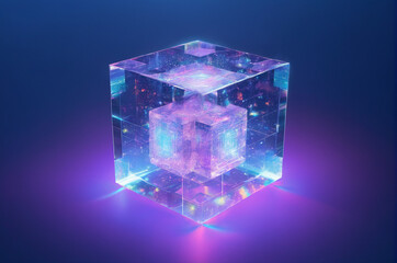 Holographic Cosmic Cube. Generative AI.