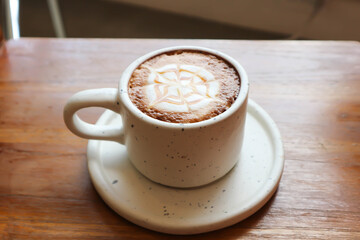 hot cofffee, cappuccino coffee or latte coffee or flat white or latte art