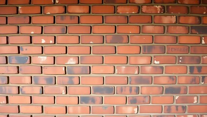 Obraz premium Weathered red brick wall with vintage charm, highlighting architectural texture and timeless appeal.