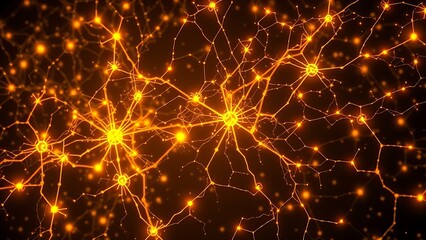 Obraz premium Golden neural network intertwined with gut microbiome, resembling celestial connections.