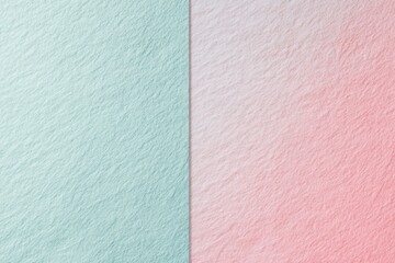 Fototapeta premium Dual pastel paper texture: light blue and peach-pink split background