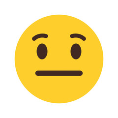 Fototapeta premium Neutral face emoji, showing a straight line for a mouth and two dots for eyes