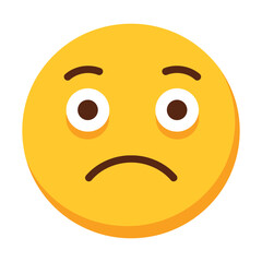 Fototapeta premium Sad yellow emoji with a frown and wide eyes