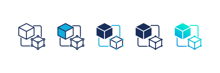 Digital Twin icon set multiple style collection