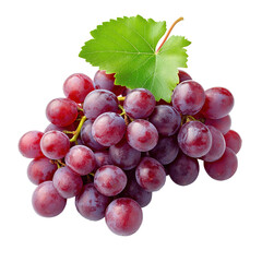 Fototapeta premium red grapes with leaf - isolated on black