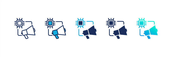 Ai Marketing icon set multiple style collection
