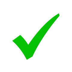 Bright green check mark isolated on transparent background