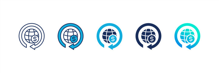 Circular Economy icon set multiple style collection