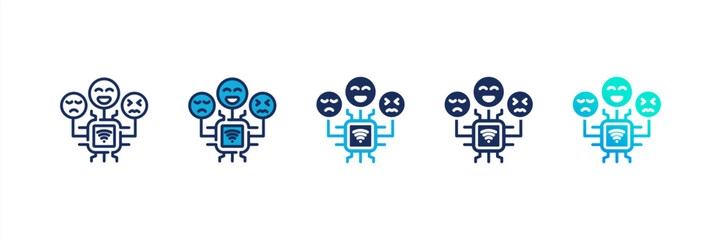 Emotion Ai icon set multiple style collection