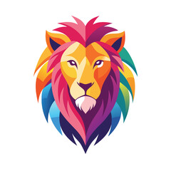 Obraz premium A powerful and symmetrical silhouette design of a lion's head, on a clean background