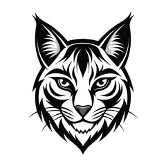 Obraz premium An alert, symmetrical silhouette of a bobcat's head, on a clean and isolated background