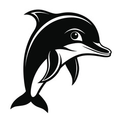 Obraz premium An intelligent and symmetrical logo of a bottlenose dolphin's head, on a clean background