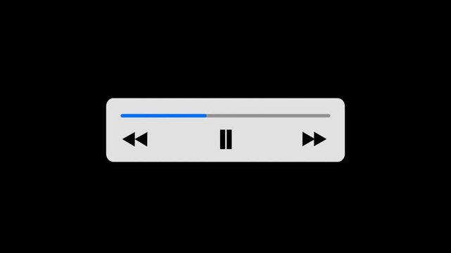 10秒の音楽プレイヤーや動画などの再生バーアニメーション（透過）（青）