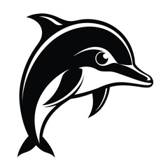Obraz premium An intelligent and symmetrical logo design of a dolphin's head, on a clean background