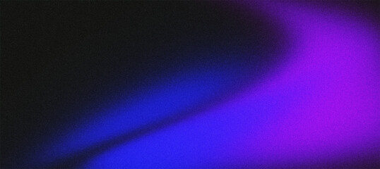 Purple blue black glowing abstract gradient background with grainy retro noise texture, digital wallpaper header cover design