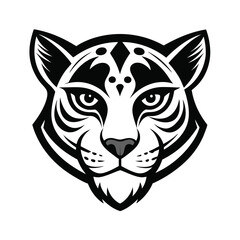 Fototapeta premium An angular and symmetrical silhouette of a jaguar's head, with a modern geometric style