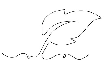 Continuous one line drawing of growing sprout with leaves outline vector illustration for eco design
