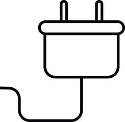 Power plug connector icon representing electrical outlet, energy supply, charging cable and electricity usage with transparent background