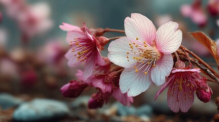 Soft Focus on Pale Blossoms in Natural Setting