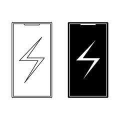 Fototapeta premium mobile phone icon vector with electric symbol in line art style and bold style for technology theme design element