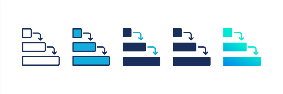 Waterfall icon set multiple style collection