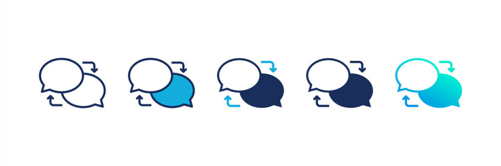Communication Flow icon set multiple style collection