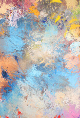 油彩カラフルテクスチャ ざらざら絵の具跡 背景素材 油絵の具 元気 質感 キャンバス 縦