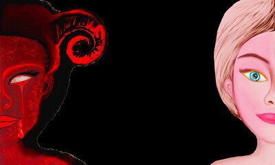 girl   with  part  of  evil