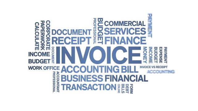 invoice animated word cloud-text design animation tag kinetic typography seamless loop.
