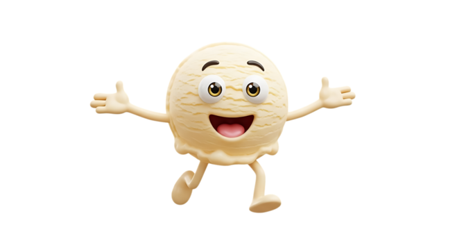Happy ice cream character isolated on transparent background